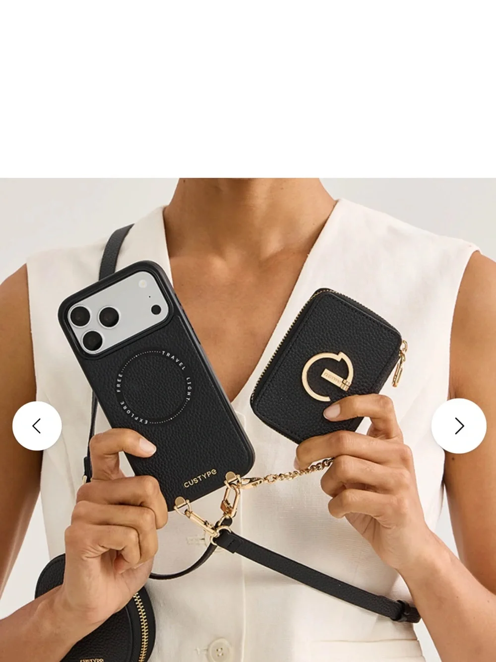 Custype black detachable Crossbody wallet, iPhone case